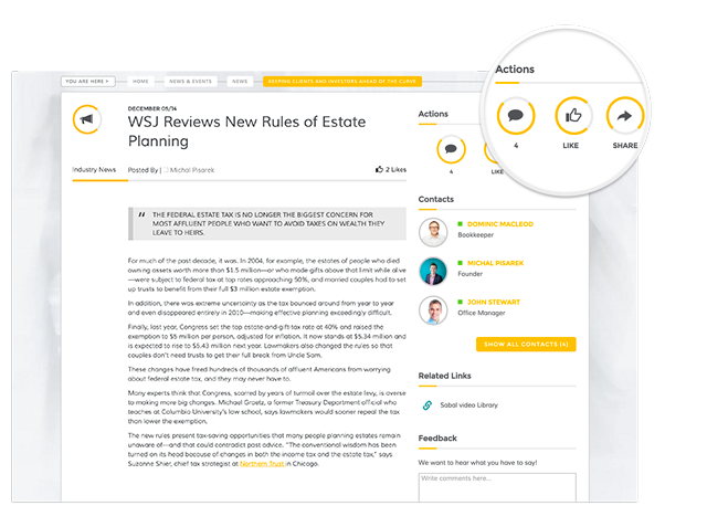 screenshot of Bonzai Intranet